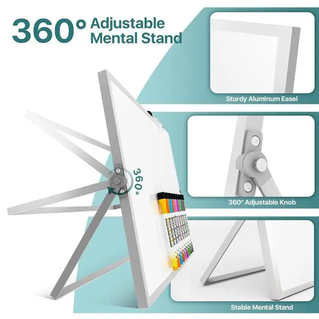 Alt view image 4 of 7 - Weekly Calendar Whiteboard with Stand, Dry Erase Magnetic 16"x12" 10 Markers, 6 Magnets, 1 Eraser, Portable Desktop Weekly Schedule Whiteboard for School, Office & Home Planning