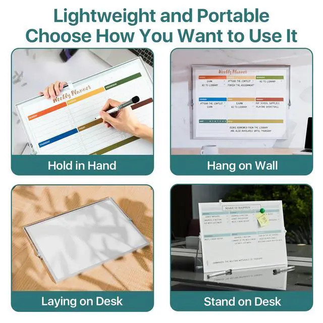 Alt view image 7 of 7 - Weekly Calendar Whiteboard with Stand, Dry Erase Magnetic 16"x12" 10 Markers, 6 Magnets, 1 Eraser, Portable Desktop Weekly Schedule Whiteboard for School, Office & Home Planning