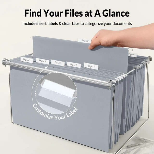 Alt view image 3 of 7 - Hanging File Folders Legal Size, Gray File Folders 25 Pack 1/5-Cut Tabs, Stay Organized for Your Home and Office Bulk File and Documents
