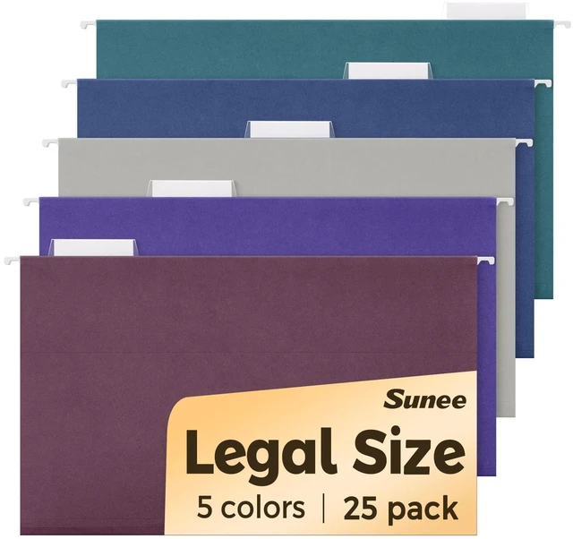 Main image of Hanging File Folders Legal Size, 25 Pack File Folders 1/5-Cut Tabs, Vintage Colors, Stay Organized for Your Home and Office Bulk File and Documents