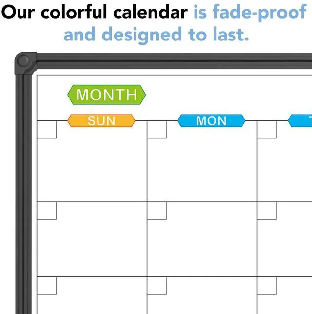 Alt view image 2 of 6 - Dry Erase Calendar Whiteboard, Magnetic Month Board 36 x 24 Inch Black Aluminum Frame Wall Mounted for Office Home and School