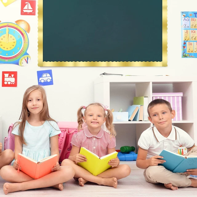 Alt view image 6 of 7 - 65.6 Ft Scalloped Bulletin Board Borders Decor,Gold Scalloped Trim for Classroom Displays, Learning Spaces, Decorative Strips, Ideal for Teachers, School Decor Enhancement