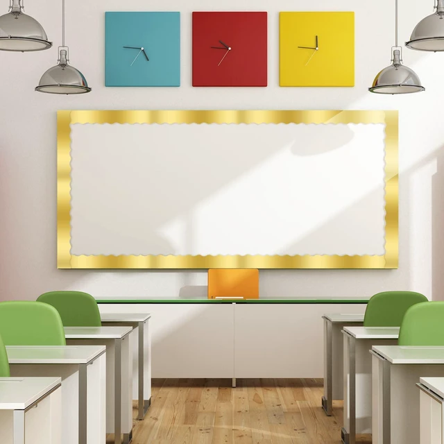Alt view image 7 of 7 - 65.6 Ft Scalloped Bulletin Board Borders Decor,Gold Scalloped Trim for Classroom Displays, Learning Spaces, Decorative Strips, Ideal for Teachers, School Decor Enhancement