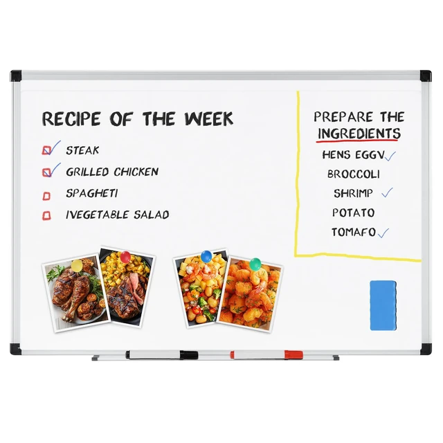Alt view image 6 of 7 - White Board, 48" x 32" Magnetic Dry Erase Board for Wall with 1 Dry Eraser & 2 Multi-Color Markers & 4 Magnetic Pins, Silver Aluminum Frame for Office, Home, School
