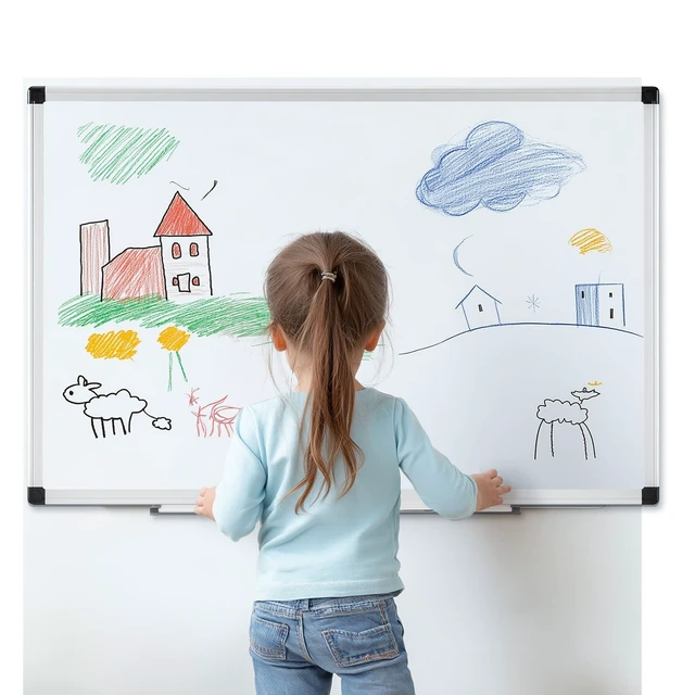 Alt view image 7 of 7 - White Board, 48" x 32" Magnetic Dry Erase Board for Wall with 1 Dry Eraser & 2 Multi-Color Markers & 4 Magnetic Pins, Silver Aluminum Frame for Office, Home, School