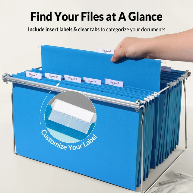 Alt view image 3 of 7 - Hanging File Folders Legal Size, Blue File Folders 25 Pack 1/5-Cut Tabs, Stay Organized for Your Home and Office Bulk File and Documents