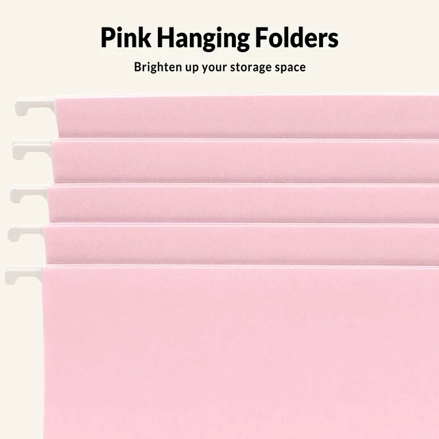Alt view image 5 of 7 - Hanging File Folders Legal Size, Pink File Folders 25 Pack 1/5-Cut Tabs, Stay Organized for Your Home and Office Bulk File and Documents