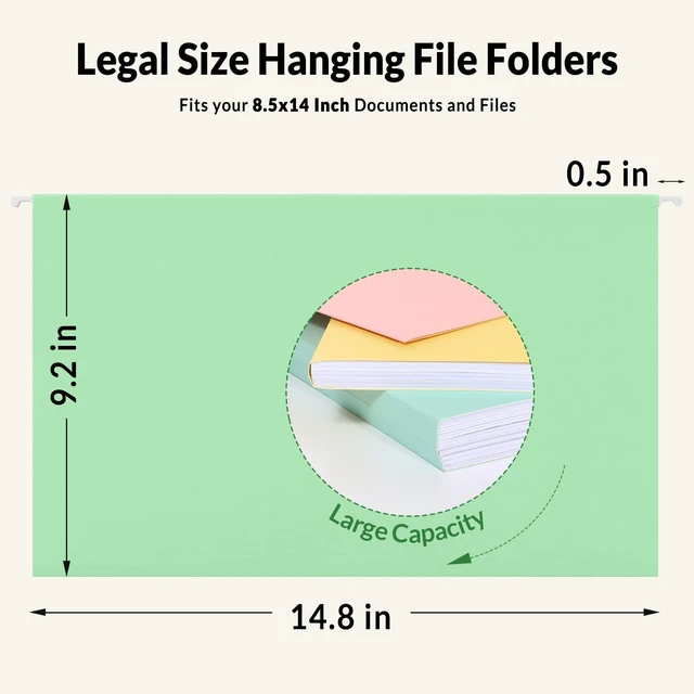 Alt view image 2 of 7 - Hanging File Folders Legal Size, 25 Pack File Folders 1/5-Cut Tabs, Macaron Colors, Stay Organized for Your Home and Office Bulk File and Documents