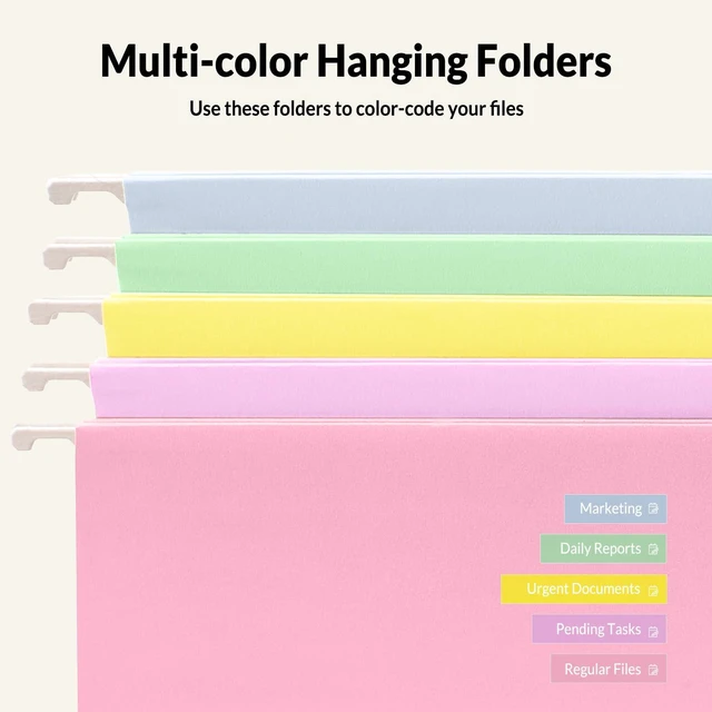 Alt view image 3 of 7 - Hanging File Folders Legal Size, 25 Pack File Folders 1/5-Cut Tabs, Macaron Colors, Stay Organized for Your Home and Office Bulk File and Documents