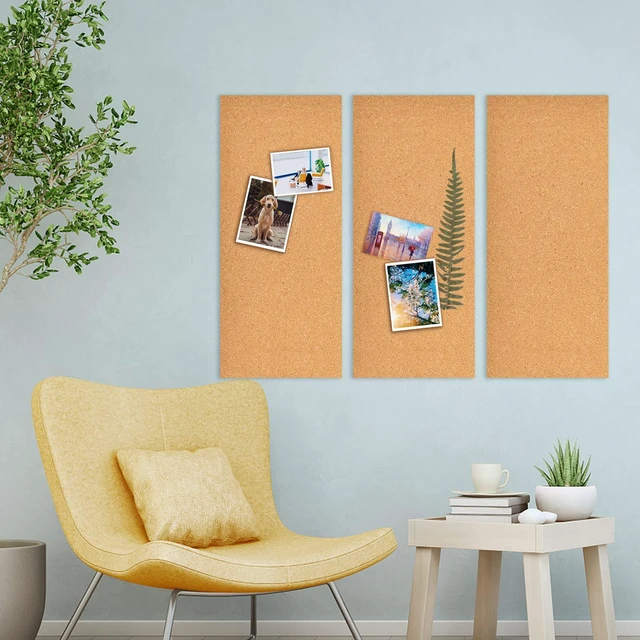 Alt view image 3 of 6 - 17x8 Cork Board Tiles Bulletin Board, 1/2" Thick Self-Adhesive Cork Boards for Walls, Cork Tiles Vision Board for Home, Office, School, Bulletin Board Decorations(12mm,8pc)