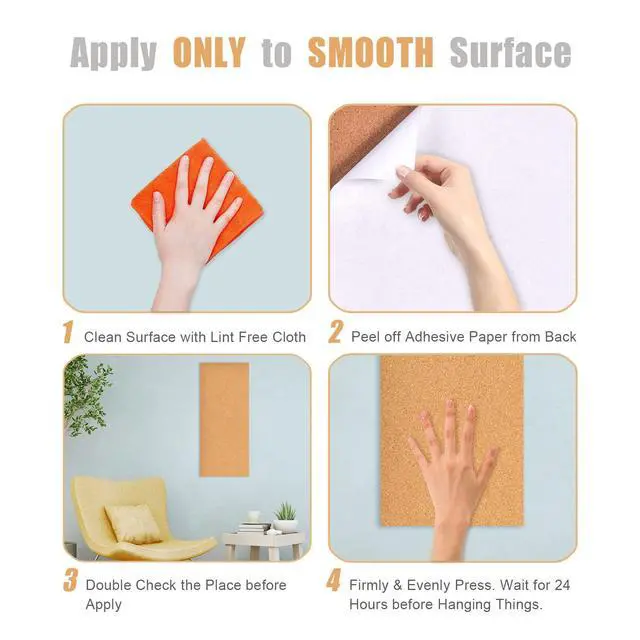 Alt view image 6 of 6 - 17x8 Cork Board Tiles Bulletin Board, 1/2" Thick Self-Adhesive Cork Boards for Walls, Cork Tiles Vision Board for Home, Office, School, Bulletin Board Decorations(12mm,8pc)