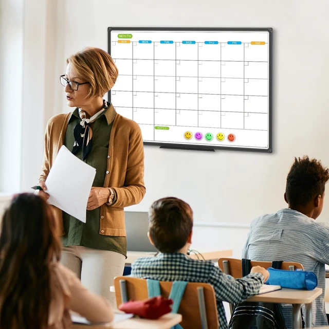 Alt view image 6 of 6 - Dry Erase Calendar Whiteboard, Magnetic Month Board 36 x 24 Inch Black Aluminum Frame Wall Mounted for Office Home and School