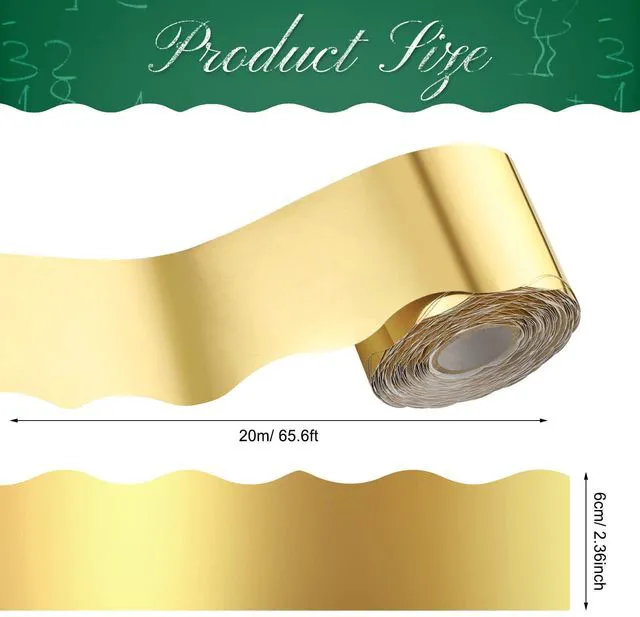 Alt view image 2 of 7 - 65.6 Ft Scalloped Bulletin Board Borders Decor,Gold Scalloped Trim for Classroom Displays, Learning Spaces, Decorative Strips, Ideal for Teachers, School Decor Enhancement