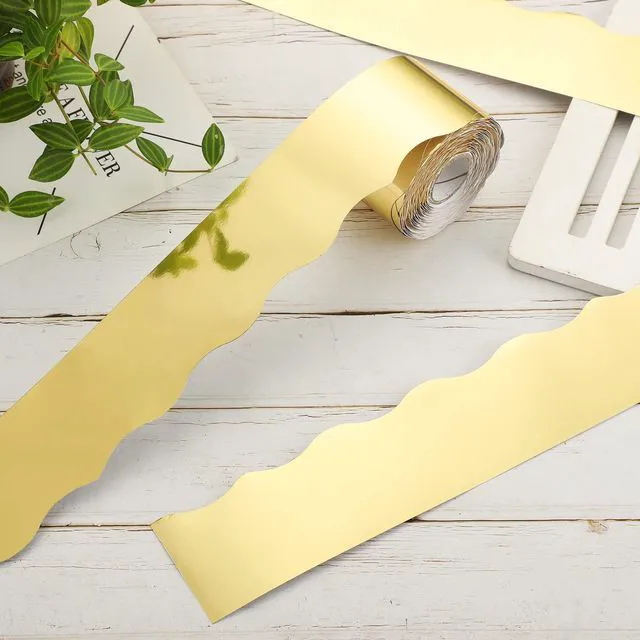 Alt view image 4 of 7 - 65.6 Ft Scalloped Bulletin Board Borders Decor,Gold Scalloped Trim for Classroom Displays, Learning Spaces, Decorative Strips, Ideal for Teachers, School Decor Enhancement