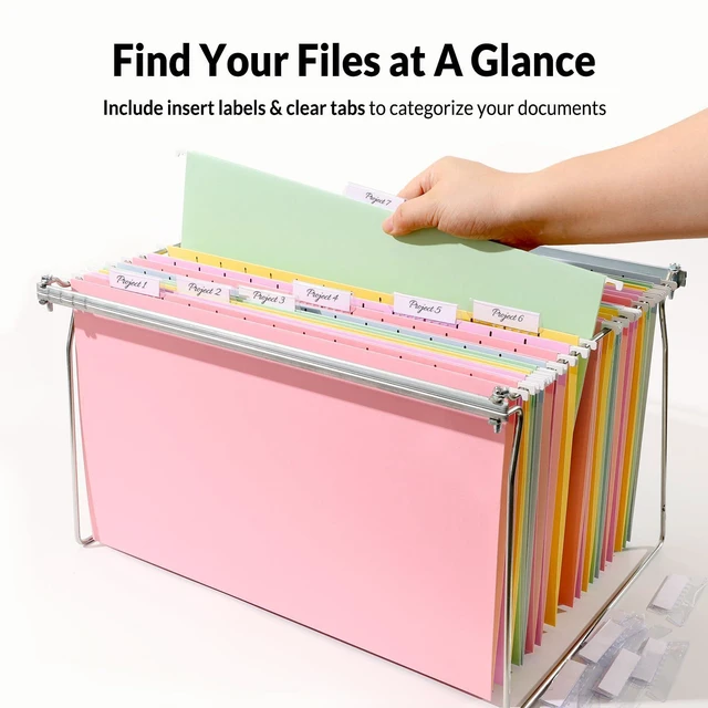 Alt view image 5 of 7 - Hanging File Folders Legal Size, 25 Pack File Folders 1/5-Cut Tabs, Macaron Colors, Stay Organized for Your Home and Office Bulk File and Documents