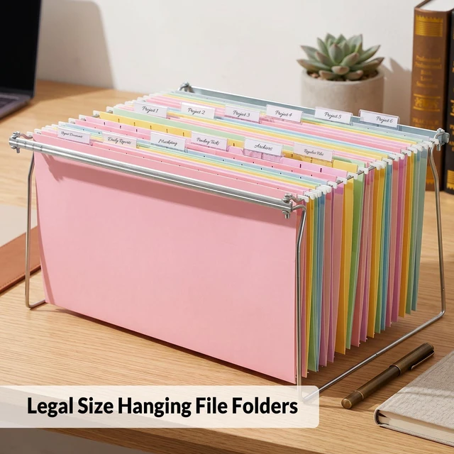 Alt view image 7 of 7 - Hanging File Folders Legal Size, 25 Pack File Folders 1/5-Cut Tabs, Macaron Colors, Stay Organized for Your Home and Office Bulk File and Documents