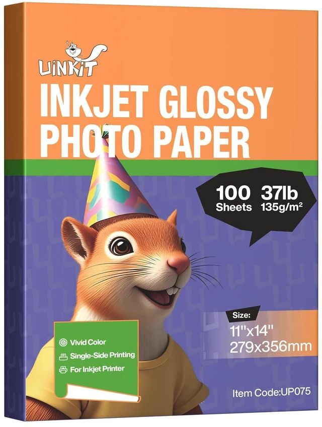 Main image of 37lb Thin Flyer Paper Glossy 11x14 Inkjet 100 Sheets Single Side DIY Chip Bag 135gsm Photos Picture for Inkjet Printer with Dye Ink Brochure (11X14X100)