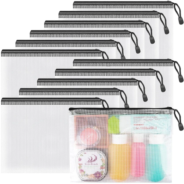 Main image of 12 Pack A5 Black Mesh Pouch Zipper Bags, Accessory Storage Organizer A5 Pouches Organize Stationery, Cables and Accessories; Black Mesh Design Keeps Small Items Visible and Neatly Arranged