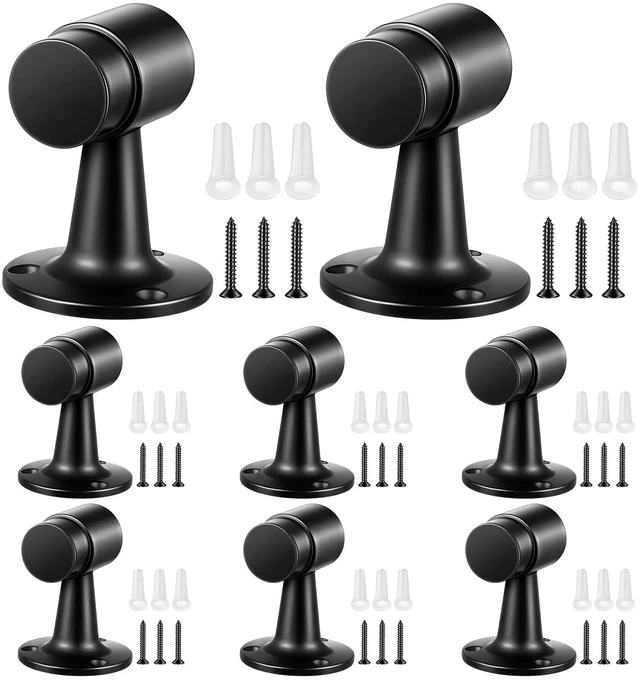 Main image of 8 Pack Heavy Duty Floor Mounted Door Stop 3 in Aluminum Commercial Grade Door Stopper with Rubber Bumper & Stainless Steel Screws (Black)