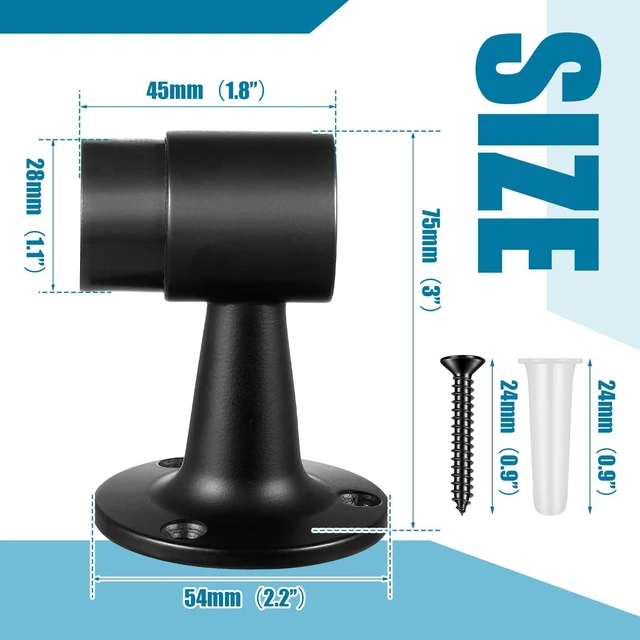 Alt view image 2 of 6 - 8 Pack Heavy Duty Floor Mounted Door Stop 3 in Aluminum Commercial Grade Door Stopper with Rubber Bumper & Stainless Steel Screws (Black)