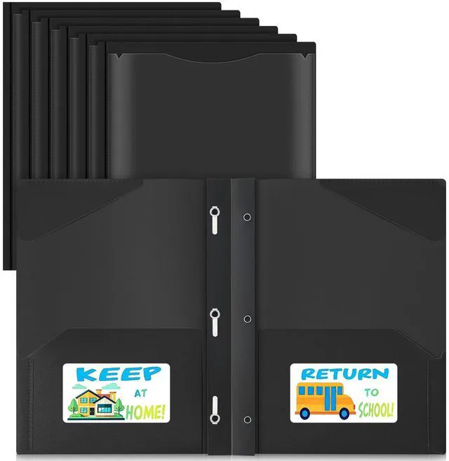 Main image of 24 Set Take Home Folders with Clear Front Pocket, Black School-to-home Communication Folder Bulk for Back to School Classroom, Heavy Duty Plastic Parent-teacher Homework Folders