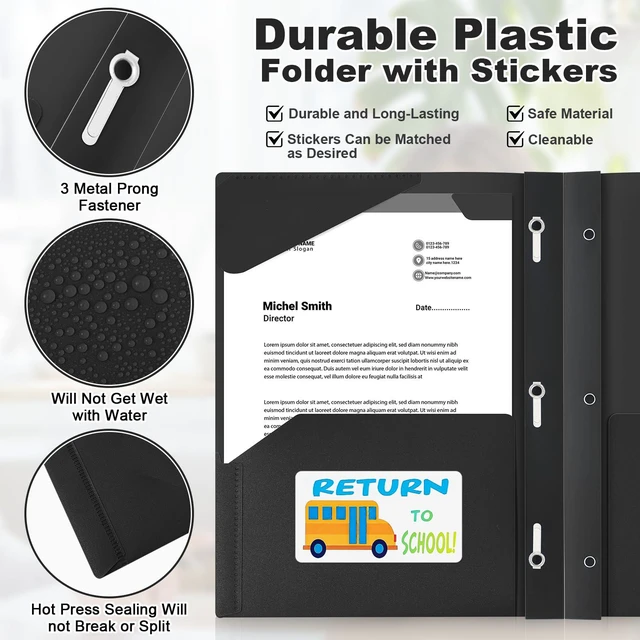 Alt view image 3 of 6 - 24 Set Take Home Folders with Clear Front Pocket, Black School-to-home Communication Folder Bulk for Back to School Classroom, Heavy Duty Plastic Parent-teacher Homework Folders