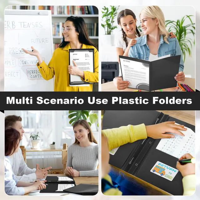 Alt view image 5 of 6 - 24 Set Take Home Folders with Clear Front Pocket, Black School-to-home Communication Folder Bulk for Back to School Classroom, Heavy Duty Plastic Parent-teacher Homework Folders