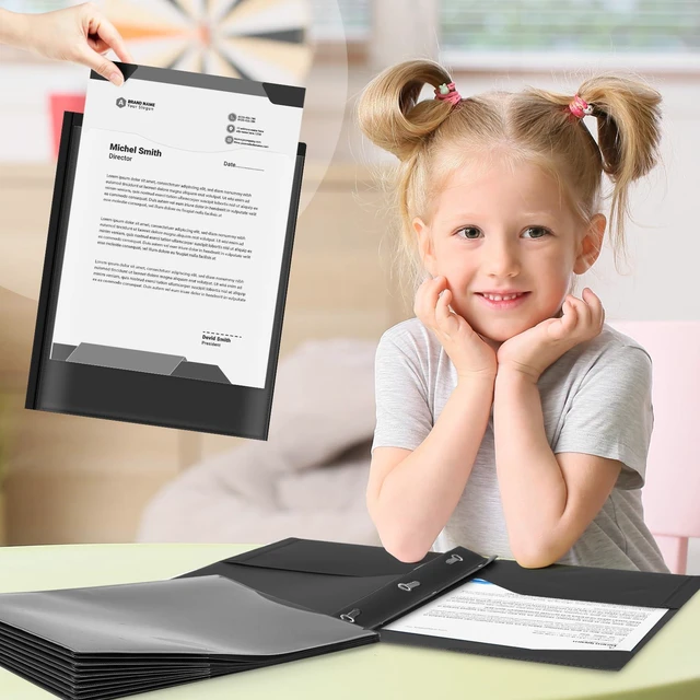 Alt view image 6 of 6 - 24 Set Take Home Folders with Clear Front Pocket, Black School-to-home Communication Folder Bulk for Back to School Classroom, Heavy Duty Plastic Parent-teacher Homework Folders