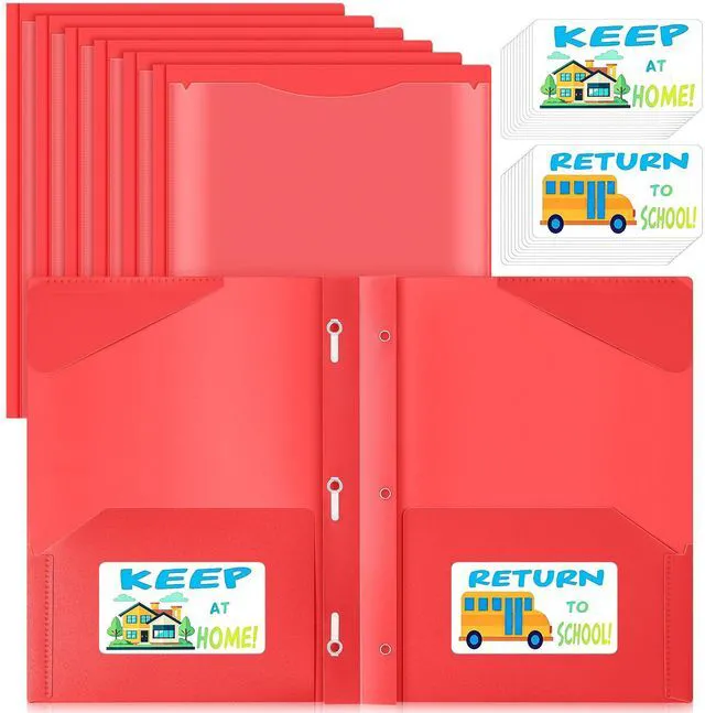 Main image of 24 Set Take Home Folders with Clear Front Pocket, Red School-to-home Communication Folder Bulk for Back to School Classroom, Heavy Duty Plastic Parent-teacher Homework Folders