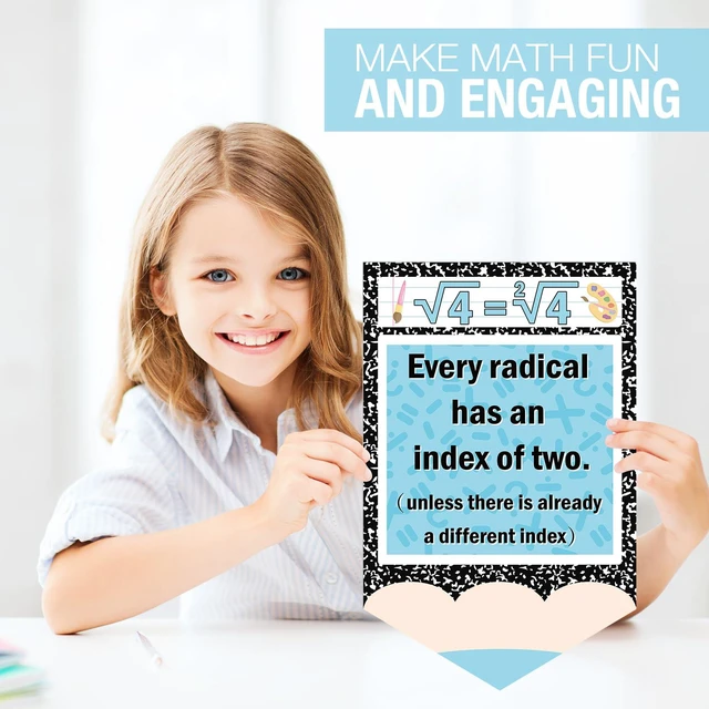 Alt view image 6 of 7 - 25 Pcs Invisible Math Posters Pencil Design Composition Book Border Math Classroom Decorations Educational Bulletin Board Sets for Elementary Middle School Mathematical Teacher Supplies
