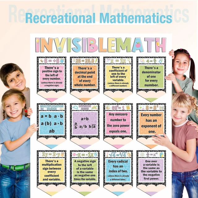 Alt view image 7 of 7 - 25 Pcs Invisible Math Posters Pencil Design Composition Book Border Math Classroom Decorations Educational Bulletin Board Sets for Elementary Middle School Mathematical Teacher Supplies