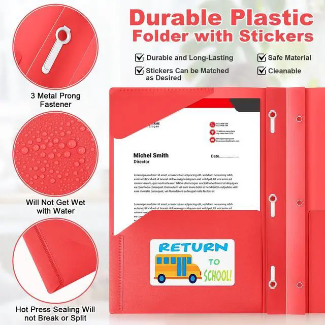 Alt view image 3 of 6 - 24 Set Take Home Folders with Clear Front Pocket, Red School-to-home Communication Folder Bulk for Back to School Classroom, Heavy Duty Plastic Parent-teacher Homework Folders