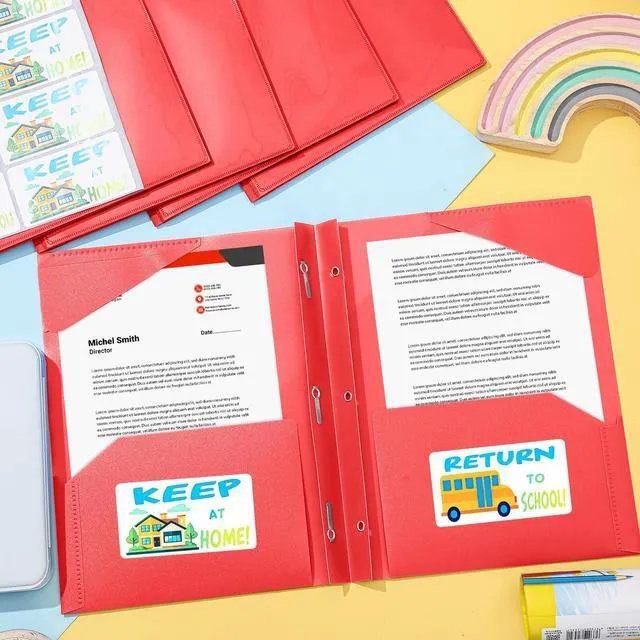 Alt view image 4 of 6 - 24 Set Take Home Folders with Clear Front Pocket, Red School-to-home Communication Folder Bulk for Back to School Classroom, Heavy Duty Plastic Parent-teacher Homework Folders
