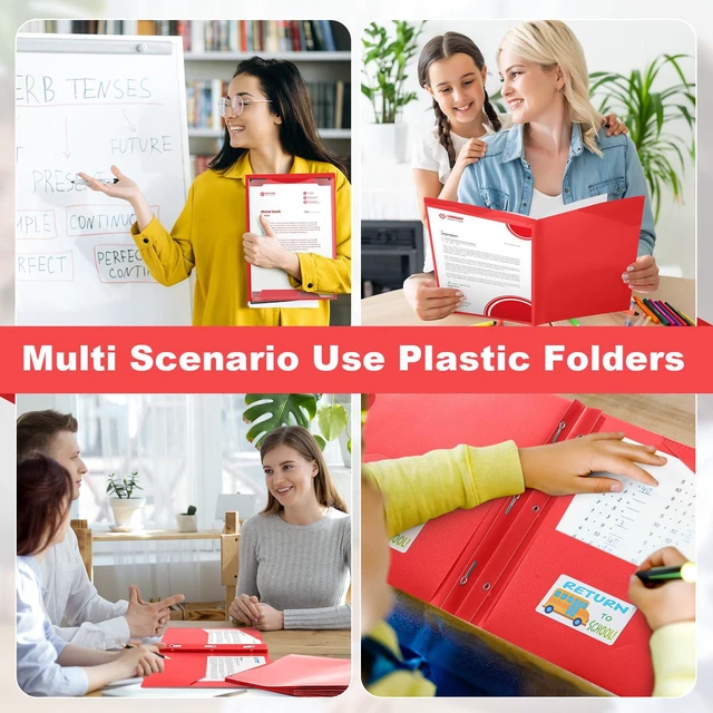Alt view image 5 of 6 - 24 Set Take Home Folders with Clear Front Pocket, Red School-to-home Communication Folder Bulk for Back to School Classroom, Heavy Duty Plastic Parent-teacher Homework Folders