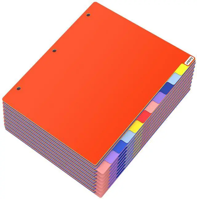 Main image of 12 Tab Dividers for 3 Ring Binder, 96 Pcs Binder Dividers with Tabs, 8 Set Multicolor, Page Folder Dividers, Plastic Tabbed File Dividers with Tabs, Three Ring Binder Index Dividers