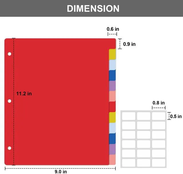 Alt view image 3 of 7 - 12 Tab Dividers for 3 Ring Binder, 96 Pcs Binder Dividers with Tabs, 8 Set Multicolor, Page Folder Dividers, Plastic Tabbed File Dividers with Tabs, Three Ring Binder Index Dividers