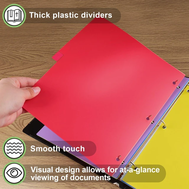 Alt view image 6 of 7 - 12 Tab Dividers for 3 Ring Binder, 96 Pcs Binder Dividers with Tabs, 8 Set Multicolor, Page Folder Dividers, Plastic Tabbed File Dividers with Tabs, Three Ring Binder Index Dividers