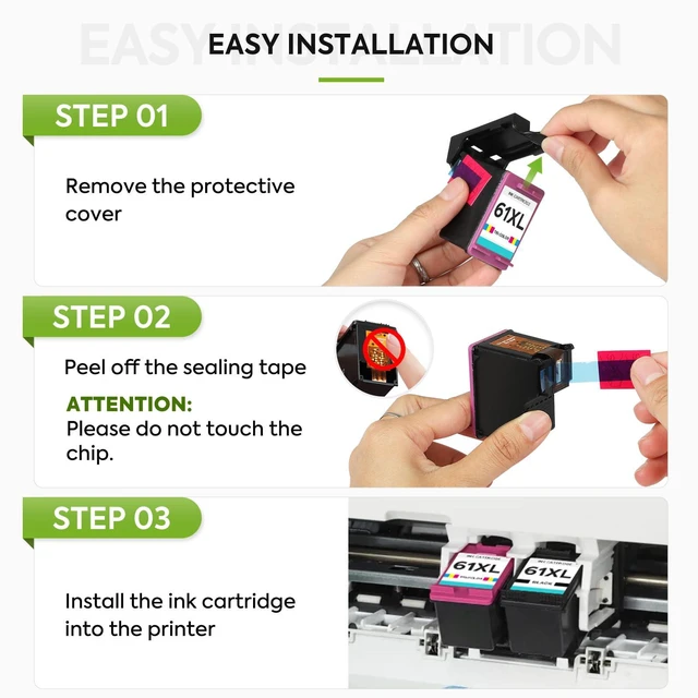 Alt view image 5 of 7 - 61XL Ink Cartridges Replacement for HP 61 XL Ink Cartridge Combo Pack Compatible for HP Envy 5530 4500 4502 5535 Deskjet 2540 2541 3050 3510 1510 OfficeJet 4630 4632 Printer (Black and Color)