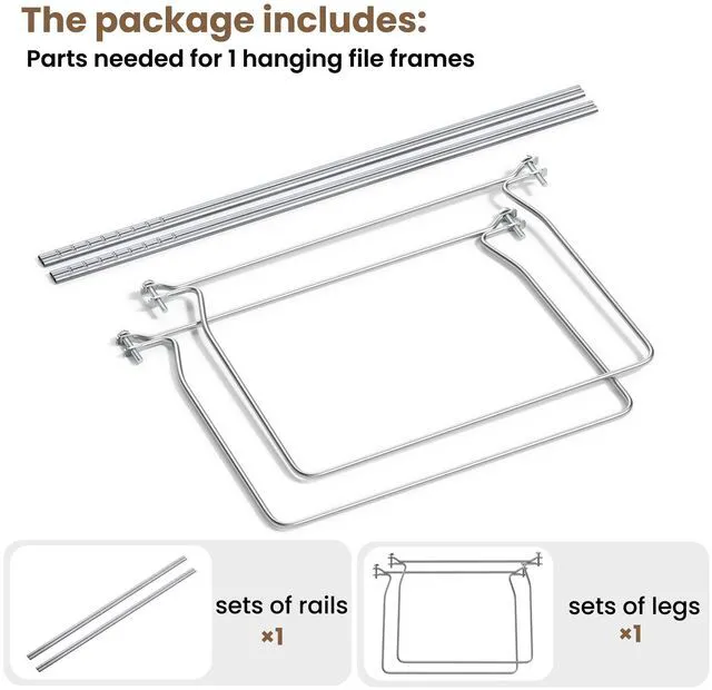 Alt view image 2 of 7 - Hanging File Folder Frame, Letter Size File Drawer Organizer for Desks, Adjustable File Cabinet Rails 13.5 to 17.5 Inches, Set of 1
