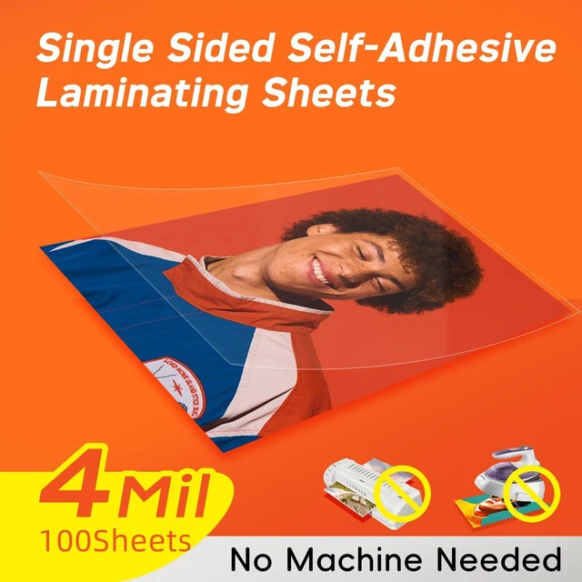 Alt view image 2 of 7 - 4mil Thicker Self Adhesive Laminating Sheets 8.5 x 11Inck,100 Pack Self Sealing Laminate Sheets Lettter Size,No Machine No Heat Clear Laminating Sheets for Protecting Documents, Kid Art,Photos