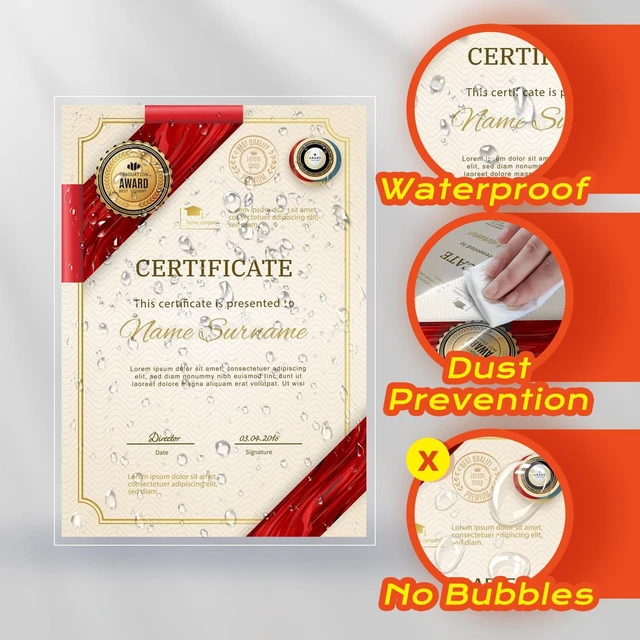 Alt view image 4 of 7 - 4mil Thicker Self Adhesive Laminating Sheets 8.5 x 11Inck,100 Pack Self Sealing Laminate Sheets Lettter Size,No Machine No Heat Clear Laminating Sheets for Protecting Documents, Kid Art,Photos