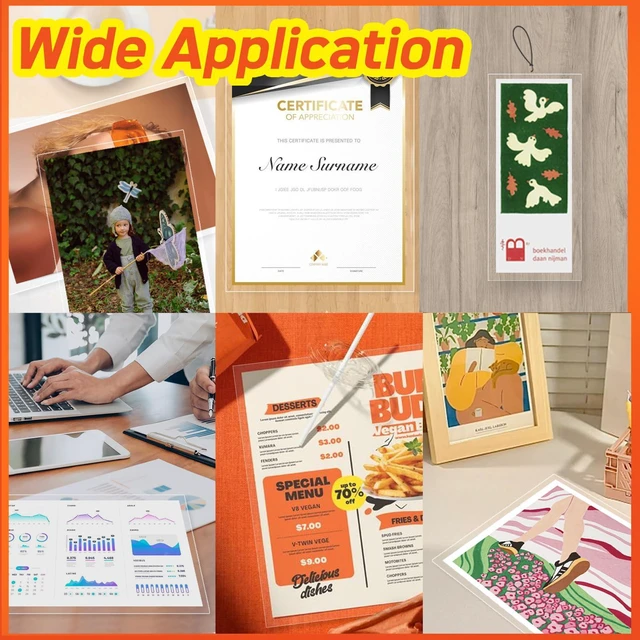 Alt view image 7 of 7 - 4mil Thicker Self Adhesive Laminating Sheets 8.5 x 11Inck,100 Pack Self Sealing Laminate Sheets Lettter Size,No Machine No Heat Clear Laminating Sheets for Protecting Documents, Kid Art,Photos