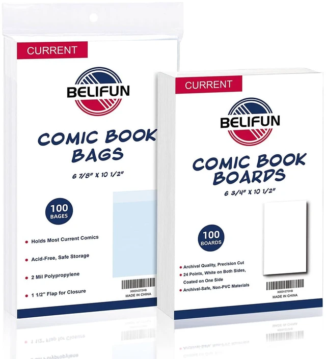 Main image of 100ct Current Comic Bags and Boards - Reusable Boards, Bags 1 1/2" Flap, Clear Protector