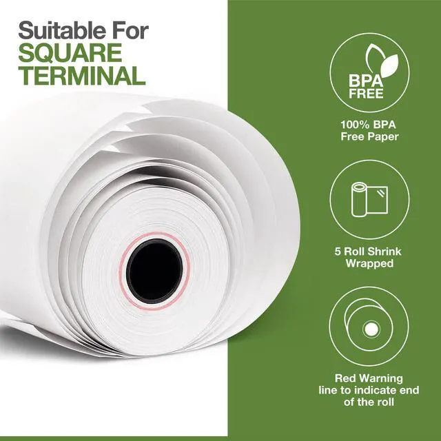 Alt view image 4 of 6 - Thermal Paper Rolls Compatible with Square Terminal 100 Rolls 2.25 inch x 50ft - BPA Free