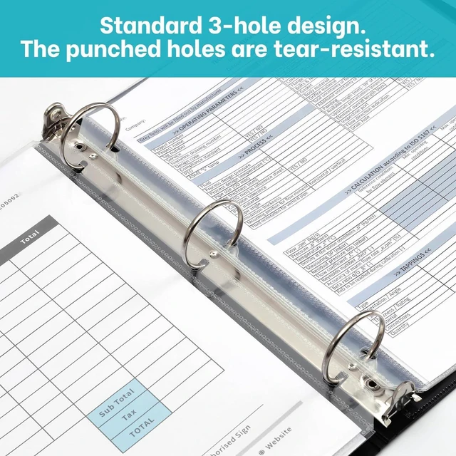 Alt view image 4 of 7 - Super Heavyweight Sheet Protectors for 3 Ring Binders - 3-Hole Letter Size Clear Plastic Heavy Duty Sleeves, Archival Safe, Durable Page Protectors for Documents, 8.5x11 Inch (500 Pack Bulk)