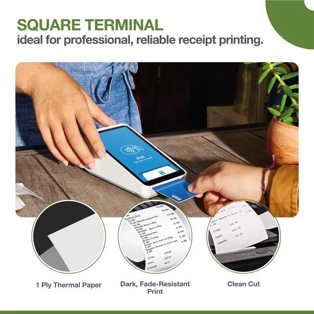 Alt view image 5 of 6 - Thermal Paper Rolls Compatible with Square Terminal 100 Rolls 2.25 inch x 50ft - BPA Free
