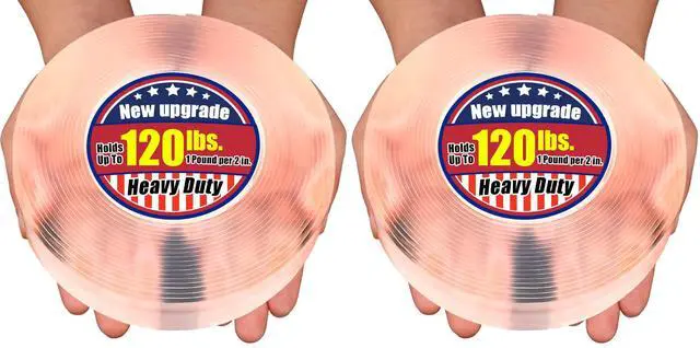 Main image of Extra Large 1.2" x 240" Super Heavy Duty Double Sided Mounting Tape, Clear & Tough Nano Strong Adhesive Tape (Pack of 2)