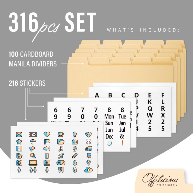 Alt view image 2 of 7 - Index Card Dividers 3x5" 100 Pcs of Cardboard Alphabet Dividers with 108 Stickers & Tabs for Index Card Organizer Holder, Storage File Box, Notecard Organizers Recipe, Monthly, Alphabetical Cards