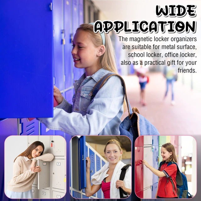 Alt view image 6 of 6 - 12 Pcs School Locker Accessories Kit, Classic, Purple Locker Wallpaper Magnetic Mirror Whiteboard Rug Pen Holder Keychain Hook and More, Locker Decoration and Daily Storage