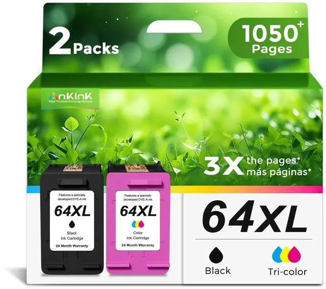 Main image of 64XL Ink Cartridges Replacement for HP 64 Ink 64XL Ink Cartridge Combo Pack Compatible with Envy Photo 7855 7858 7155 7100 6255 6252 7800 Inspire 7200e 7900e 7955e Tango X Printer(Black Color,2 Pack)